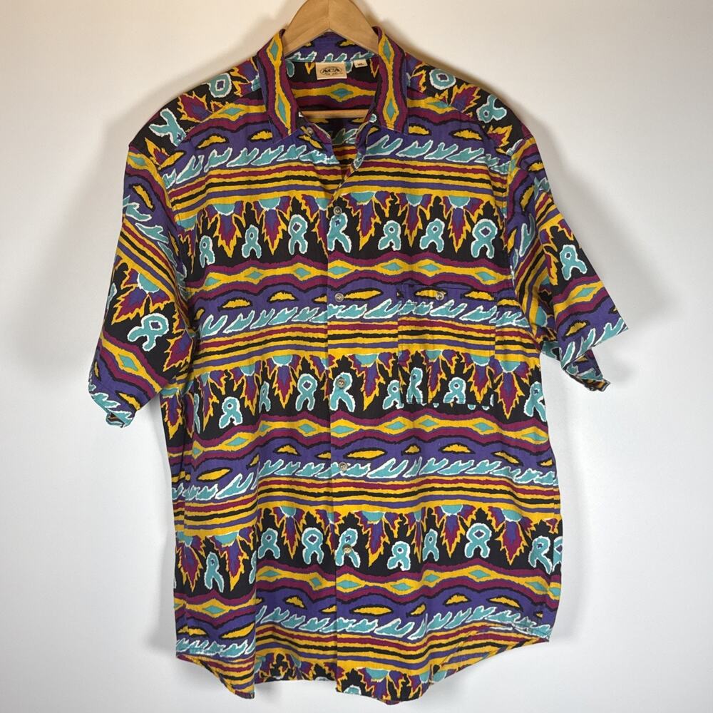 VTG ACA Joe Original 80s 90s Men’sButton Up Shirt, Short Sleeve Size XL Retro
